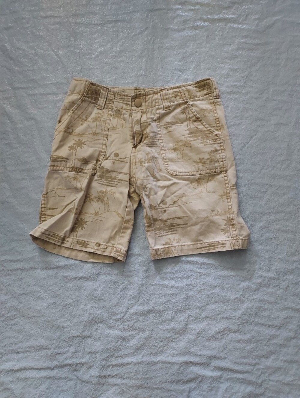 Circo Beige Palm-Print Kids Cargo Shorts